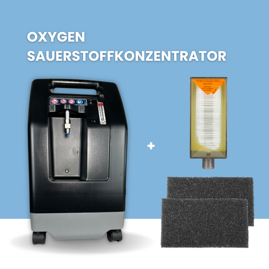 Abbildung vom OXYGEN Sauerstoffkonzentrator mit Zubehör