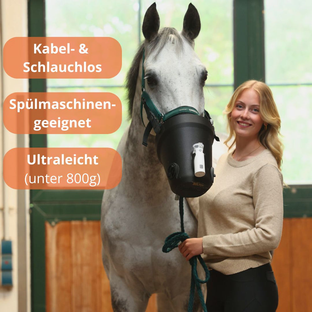 Bild mit Vorteilen der EquiBuddy Inhalationsmaske